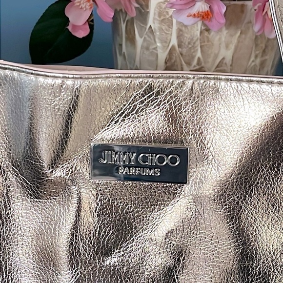 NWOT Jimmy Choo Parfums Pale Pink Tote Gold Metallic Detail Shoulder Bag Purse - Picture 3 of 14